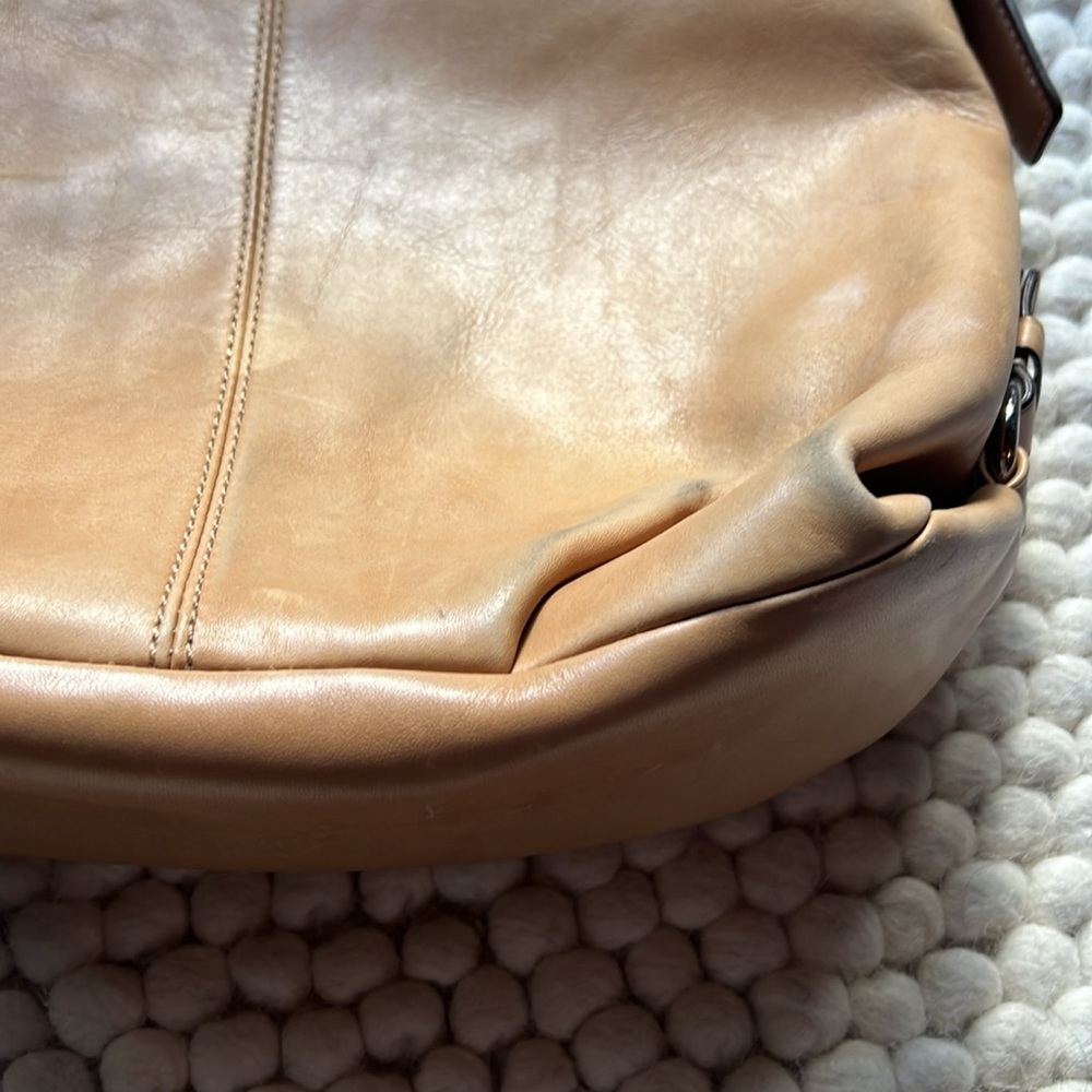 COACH Hobo Bag Tan Camel Leather Buckles Straps Vintage - Picture 10 of 14